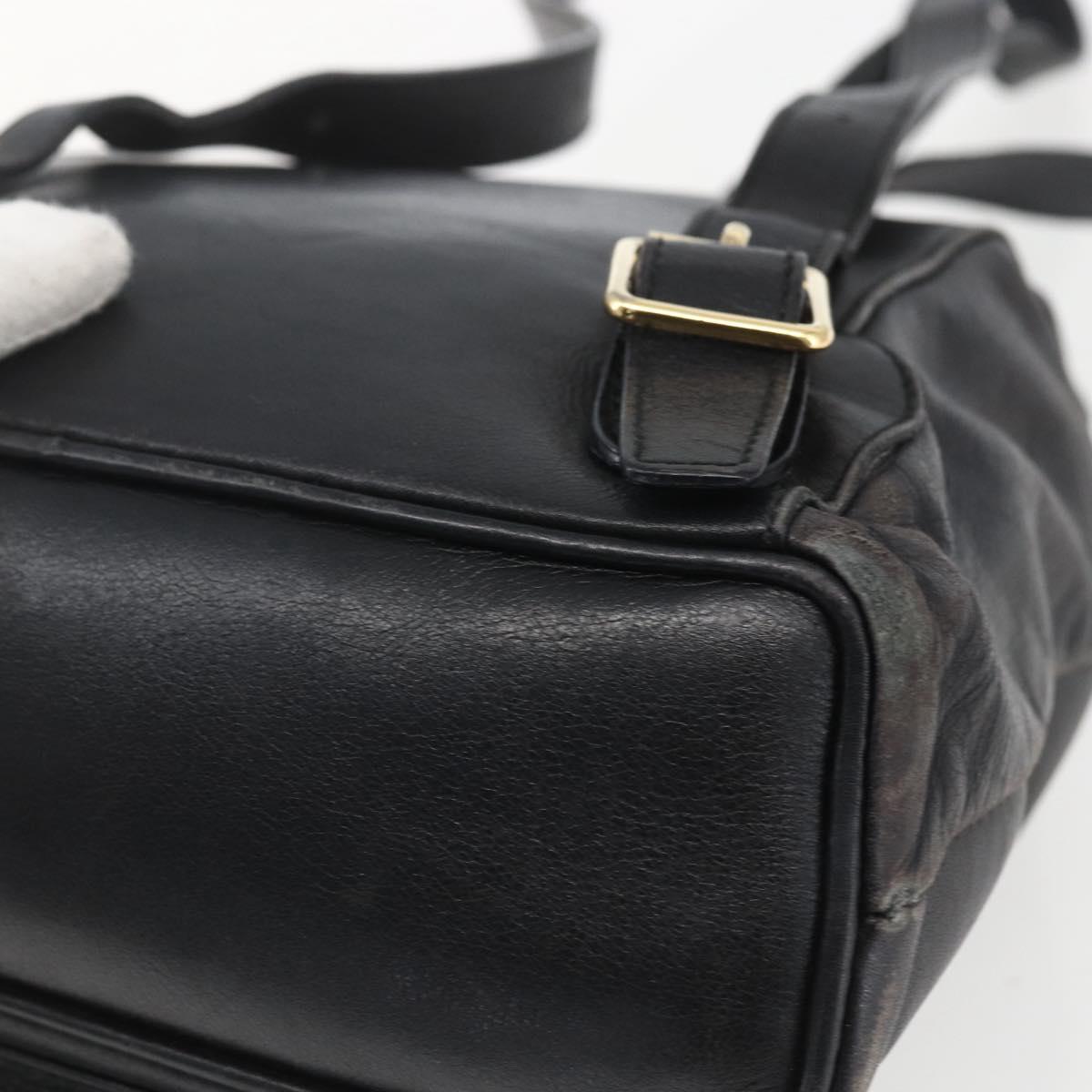 GUCCI Bamboo Backpack Leather Black Gold 003 1956 0030 Auth ka1325A