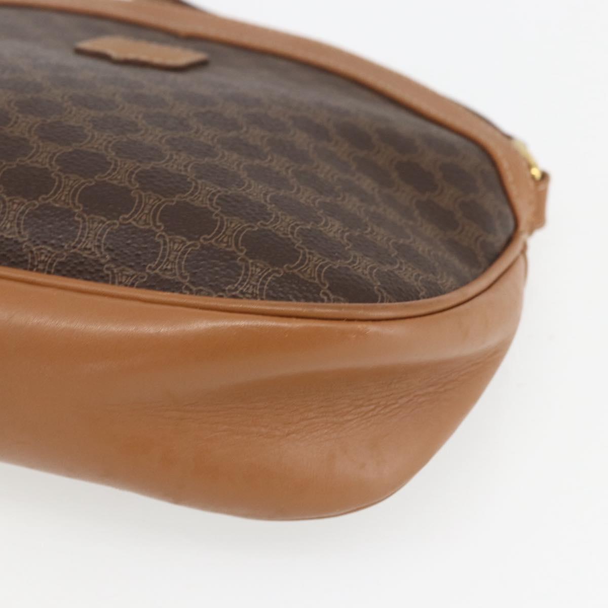 CELINE Macadam Canvas Shoulder Bag PVC Brown Gold Auth ka1327