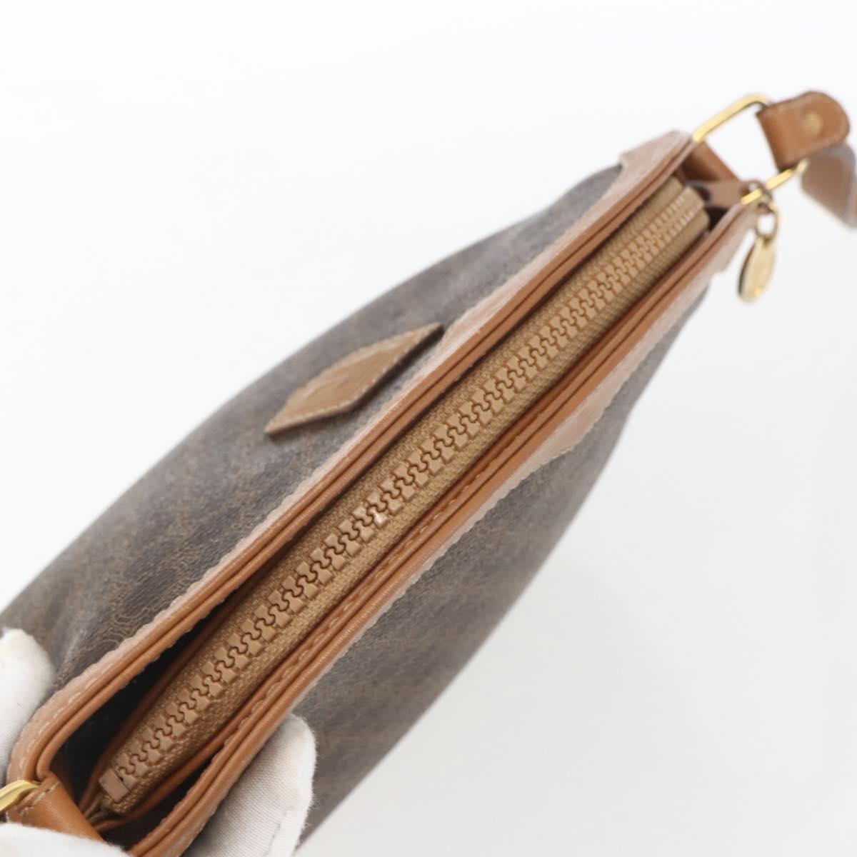CELINE Macadam Canvas Shoulder Bag PVC Brown Gold Auth ka1327