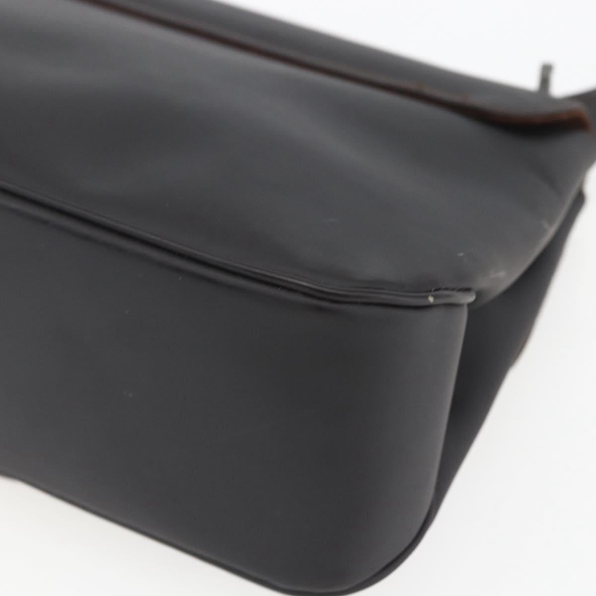 Salvatore Ferragamo Shoulder Bag Leather Dark Brown Silver Auth ka1328