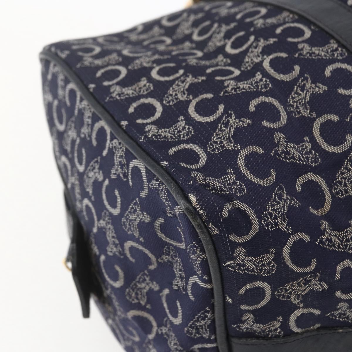 CELINE C Macadam Canvas Hand Bag Navy Gold Auth ka1329