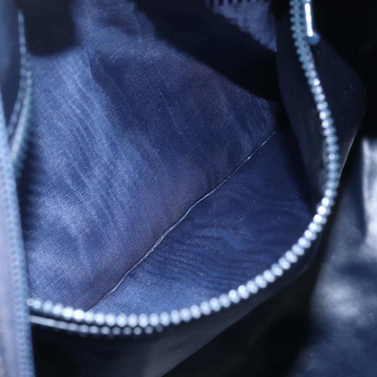 CELINE C Macadam Canvas Hand Bag Navy Gold Auth ka1329