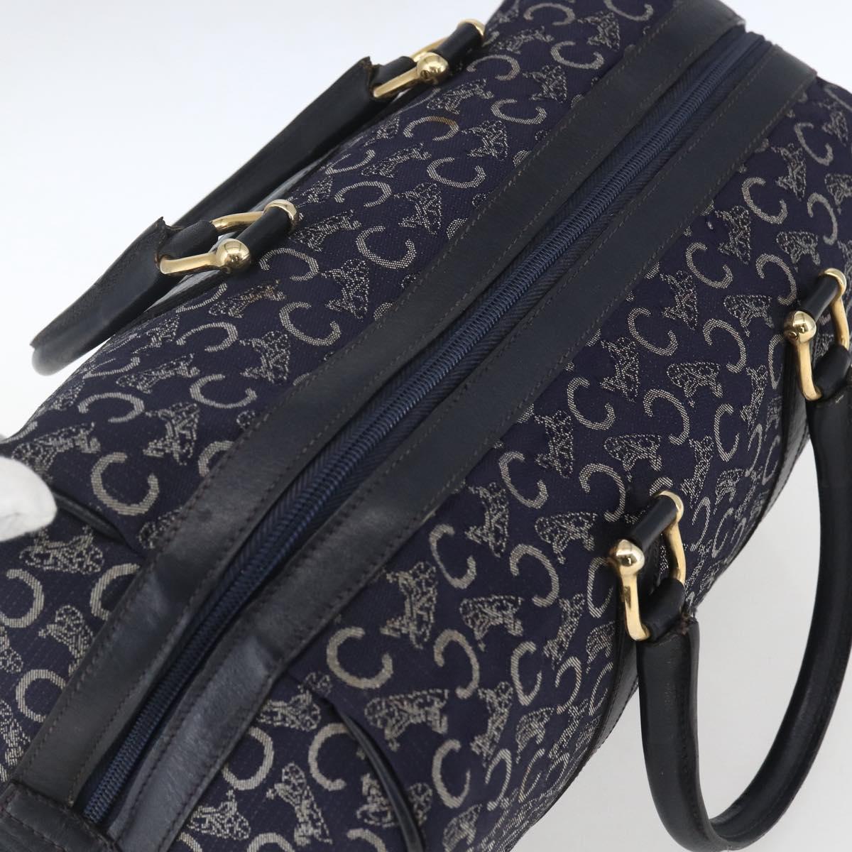 CELINE C Macadam Canvas Hand Bag Navy Gold Auth ka1329