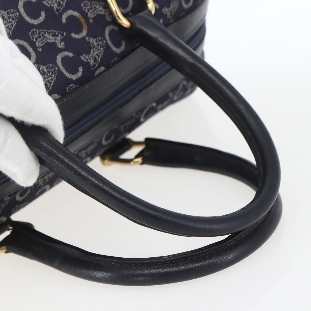 CELINE C Macadam Canvas Hand Bag Navy Gold Auth ka1329