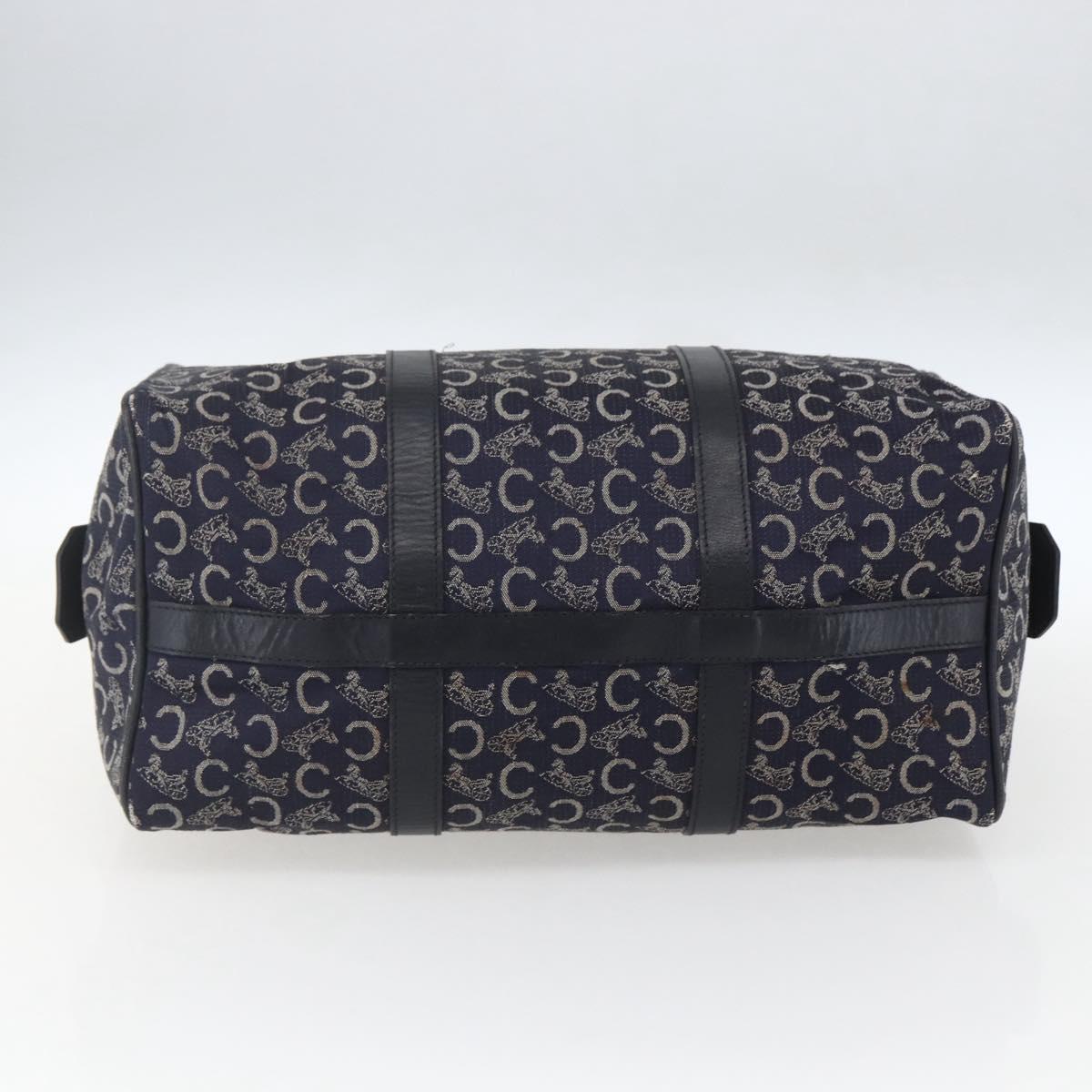 CELINE C Macadam Canvas Hand Bag Navy Gold Auth ka1329