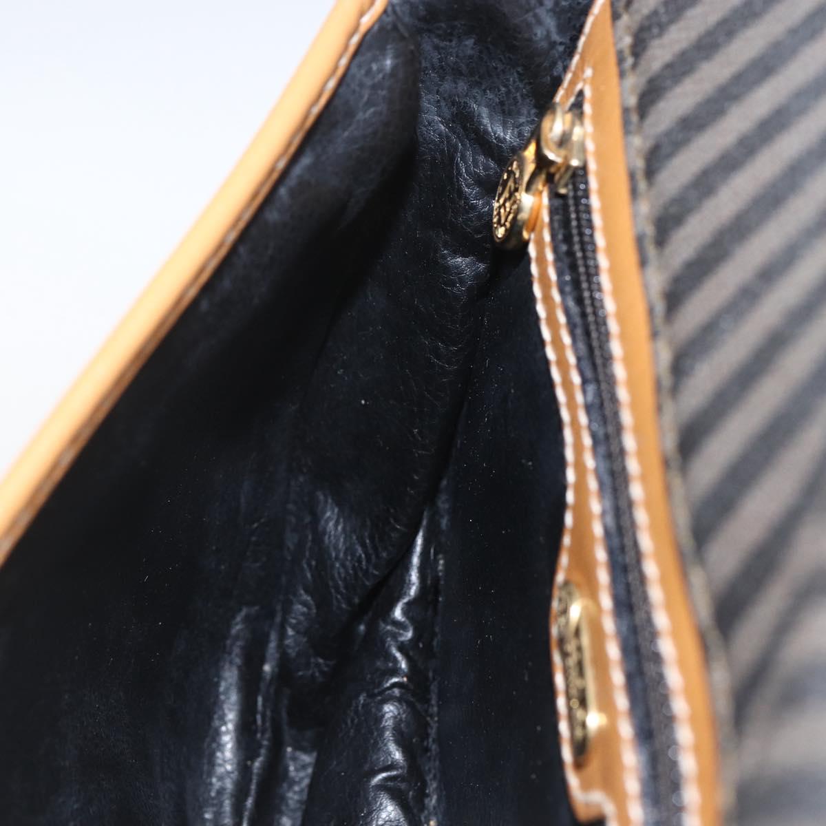FENDI Pecan Canvas Shoulder Bag Coated Canvas Khaki Brown gold Auth ka1330