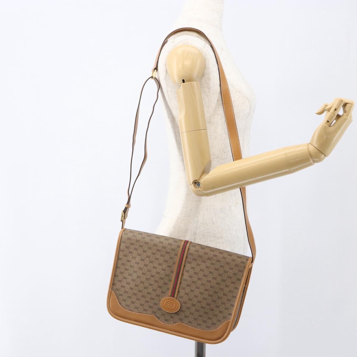 GUCCI Micro GG Supreme Web Sherry Line Bag PVC Beige 001 104 0551 Auth ka1331