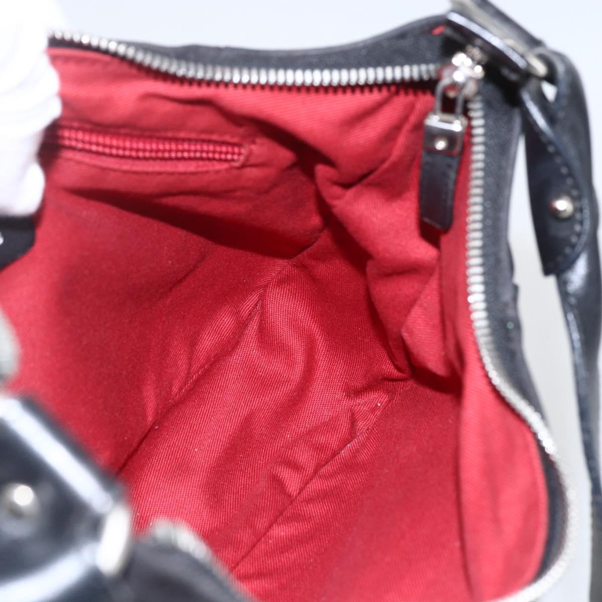 Salvatore Ferragamo Shoulder Bag Canvas Leather Black Silver Auth ka1340