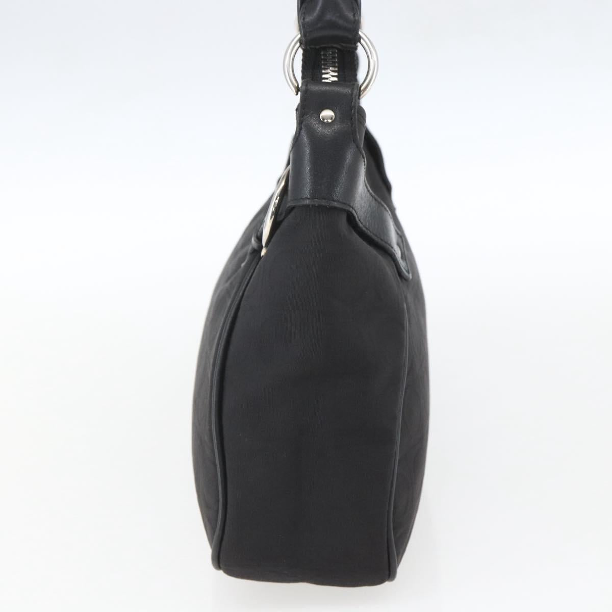 Salvatore Ferragamo Shoulder Bag Canvas Leather Black Silver Auth ka1340