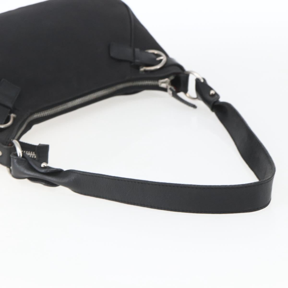 Salvatore Ferragamo Shoulder Bag Canvas Leather Black Silver Auth ka1340