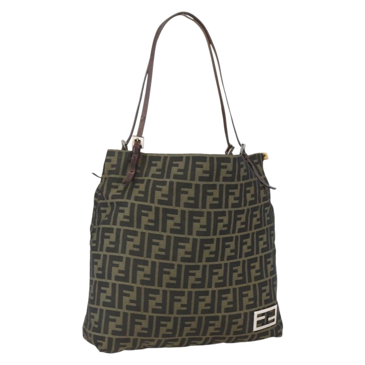 FENDI Zucca Canvas Tote Bag Black Brown Auth ka1341
