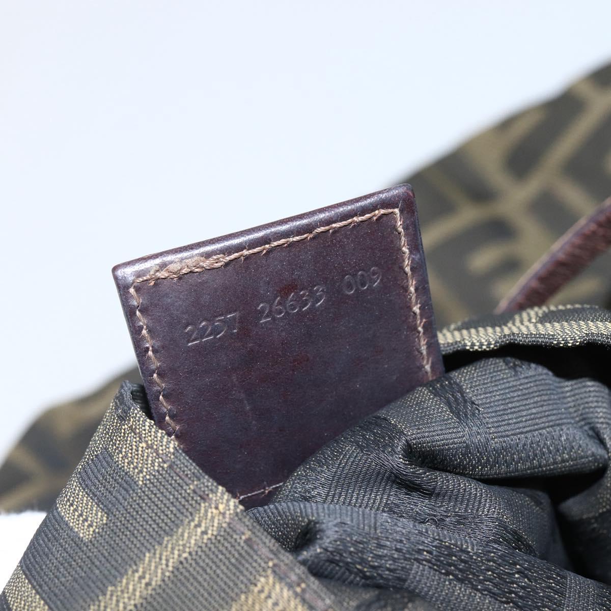 FENDI Zucca Canvas Tote Bag Black Brown Auth ka1341