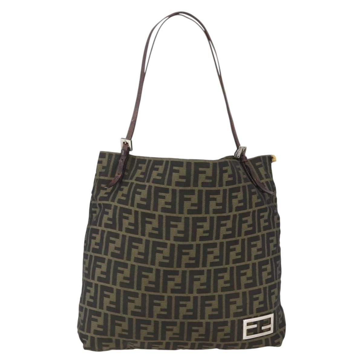 FENDI Zucca Canvas Tote Bag Black Brown Auth ka1341