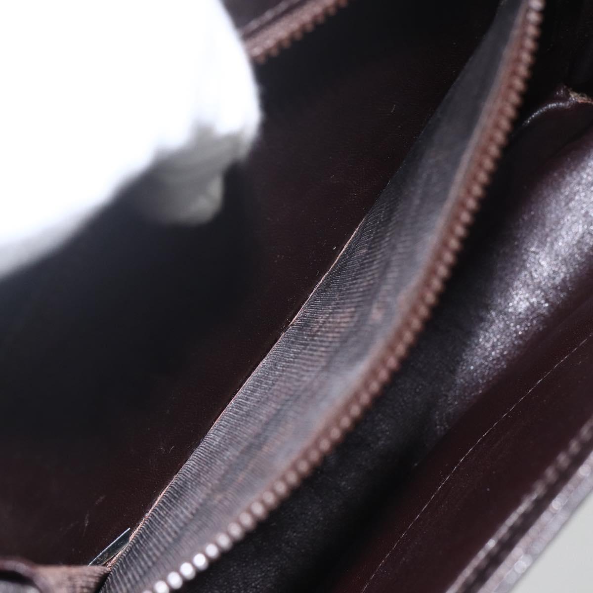 GUCCI Web Sherry Line Shoulder Bag Leather Brown Gold Auth ka1343