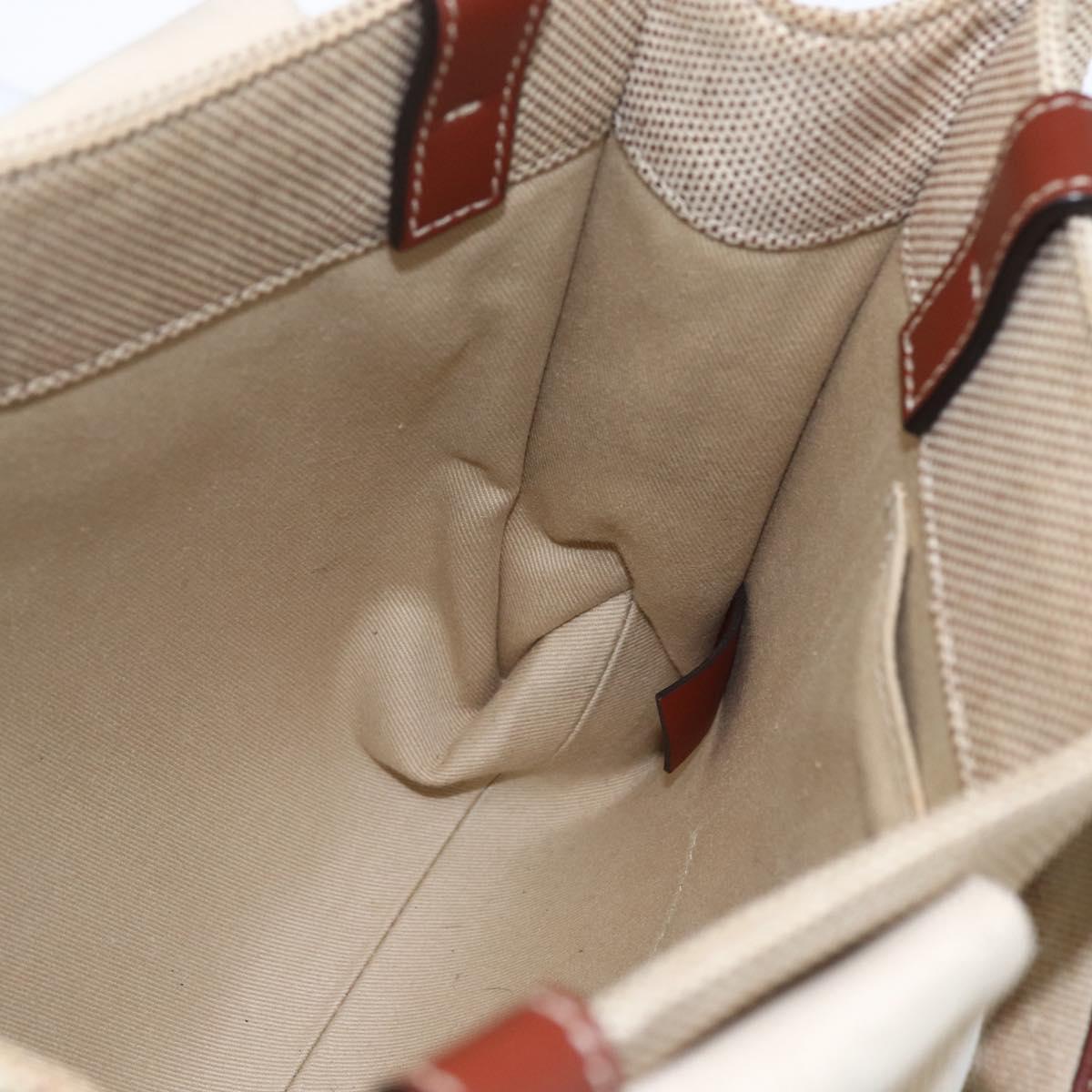Chloe Woody La Tote Bag Canvas Leather Beige Brown Auth ka1346