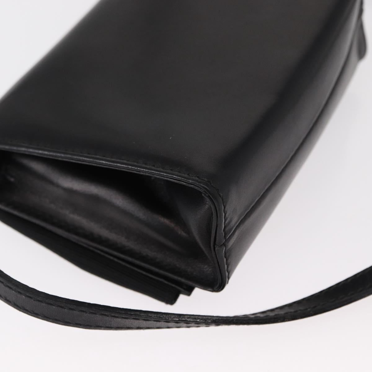 Salvatore Ferragamo Vala Shoulder Bag Leather Black Gold Auth ka135