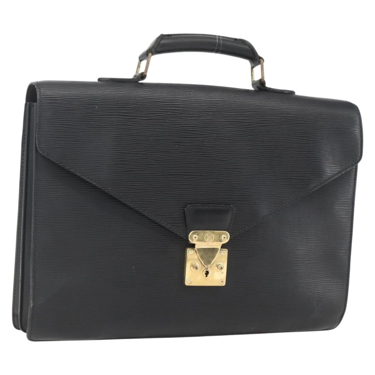 LOUIS VUITTON Epi ServietteConseiller Business Bag Black M54422 LV Auth ka1353