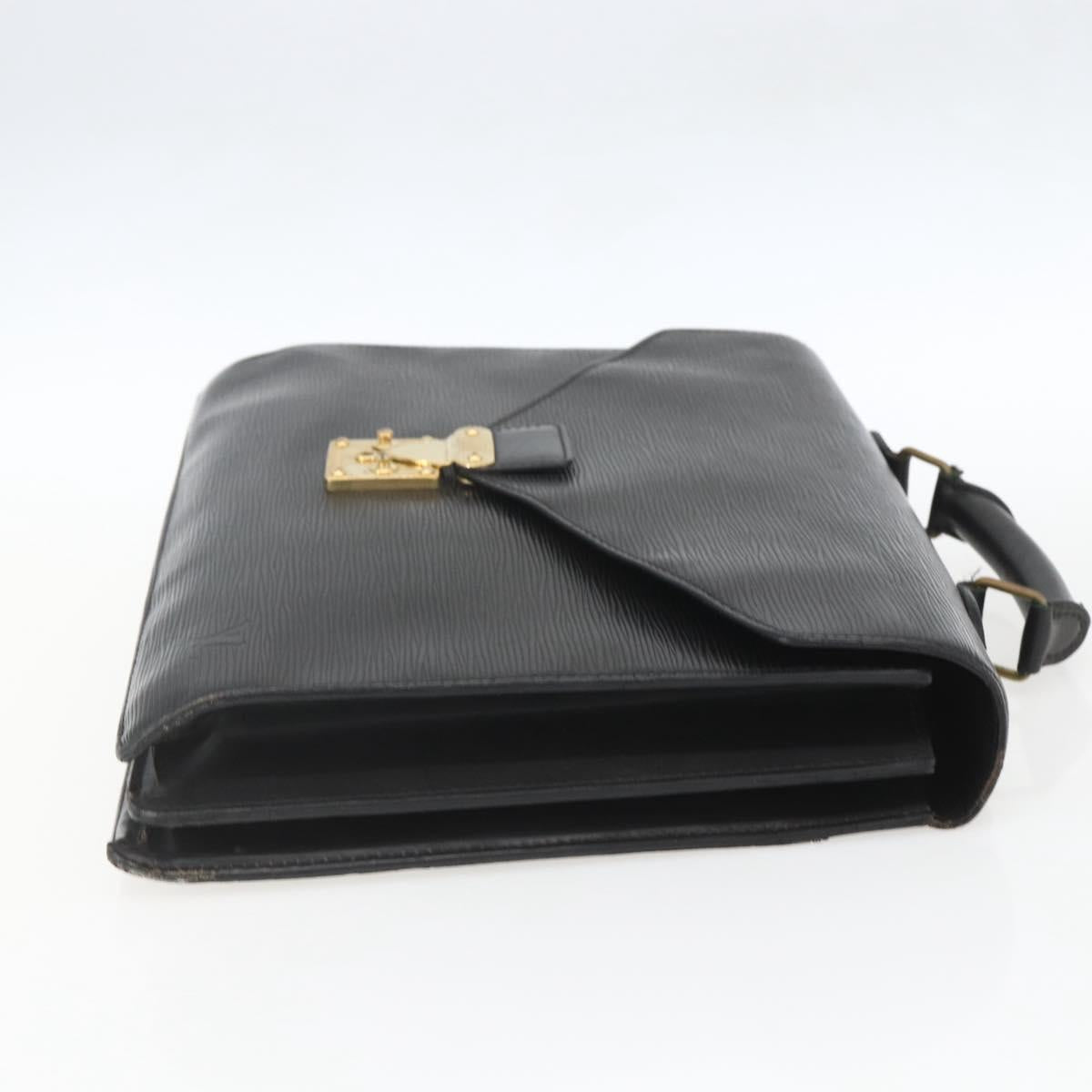 LOUIS VUITTON Epi ServietteConseiller Business Bag Black M54422 LV Auth ka1353