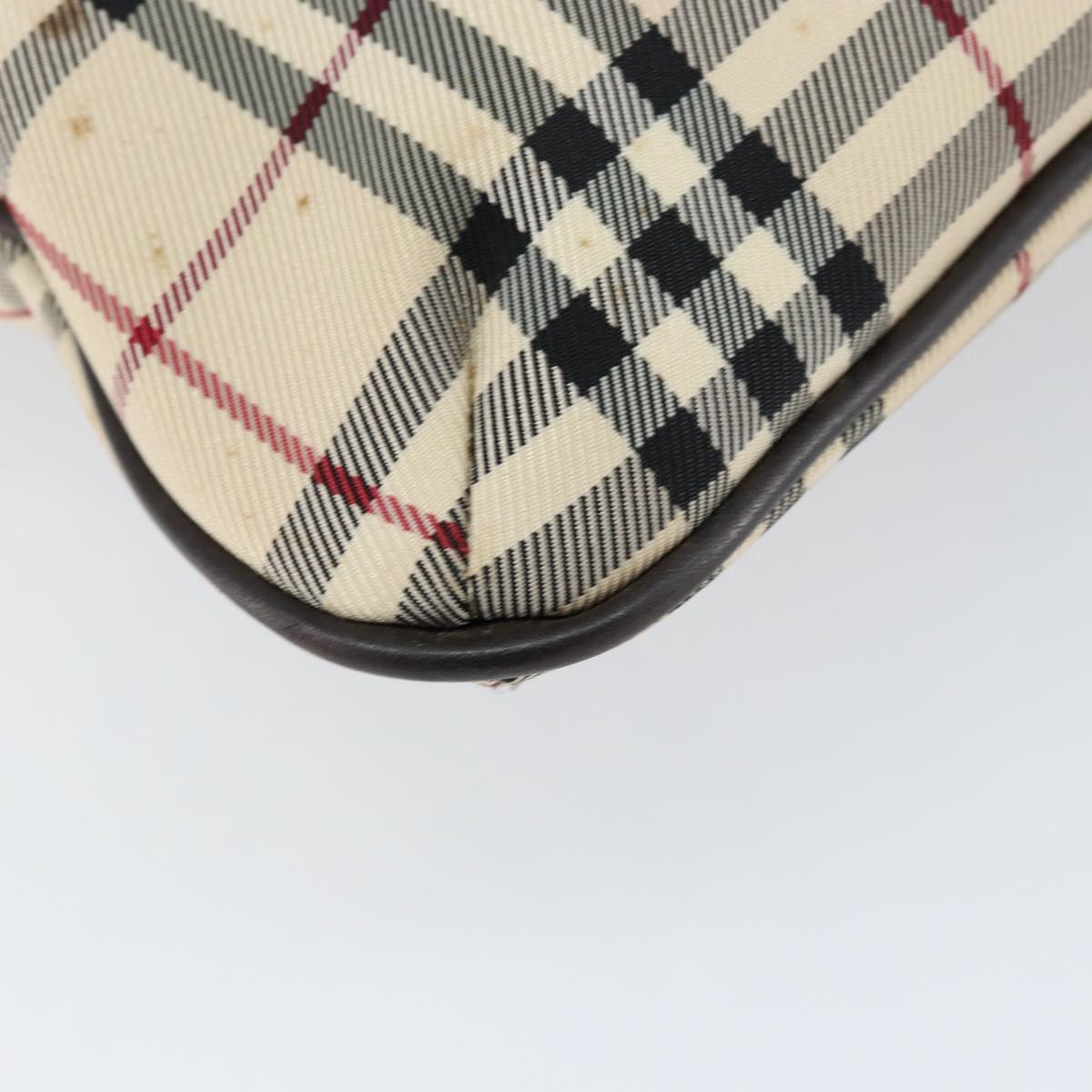 BURBERRY Nova Check Hand Bag Canvas Beige Silver Auth ka136