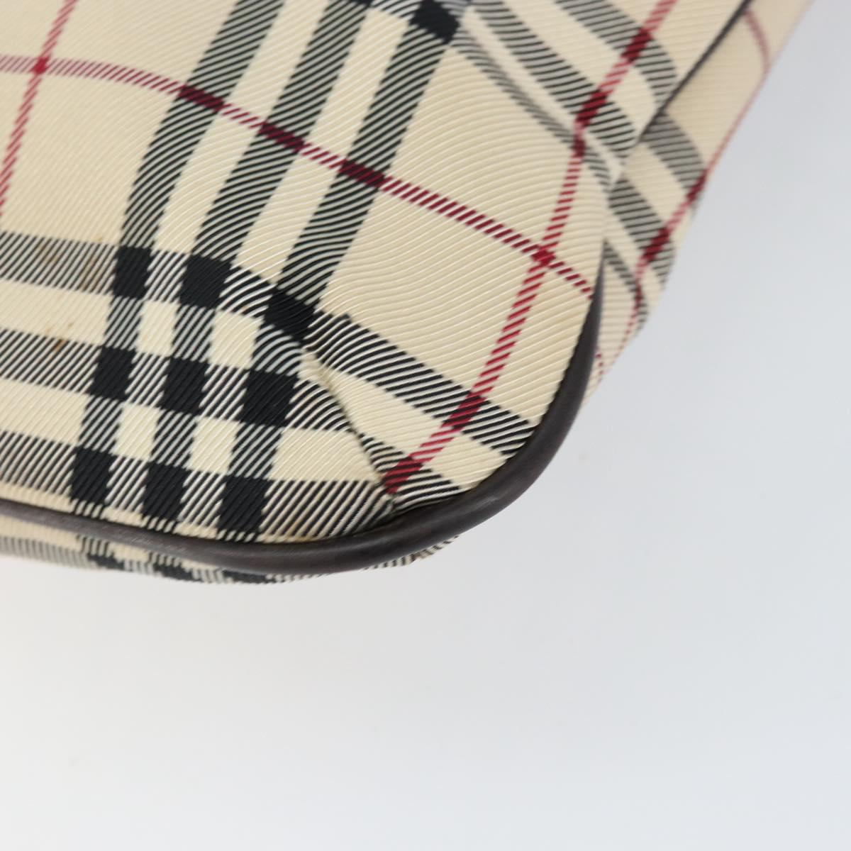 BURBERRY Nova Check Hand Bag Canvas Beige Silver Auth ka136