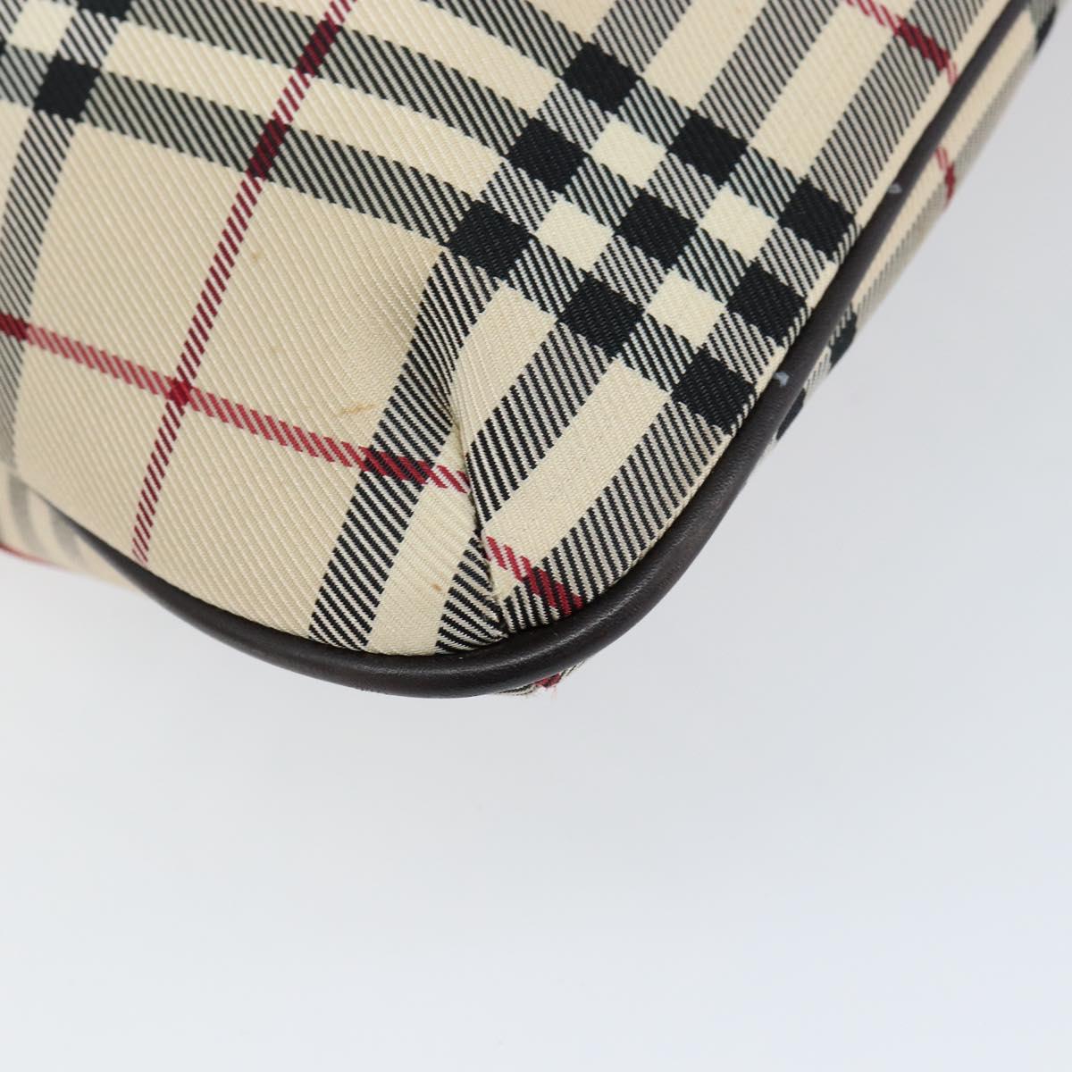 BURBERRY Nova Check Hand Bag Canvas Beige Silver Auth ka136