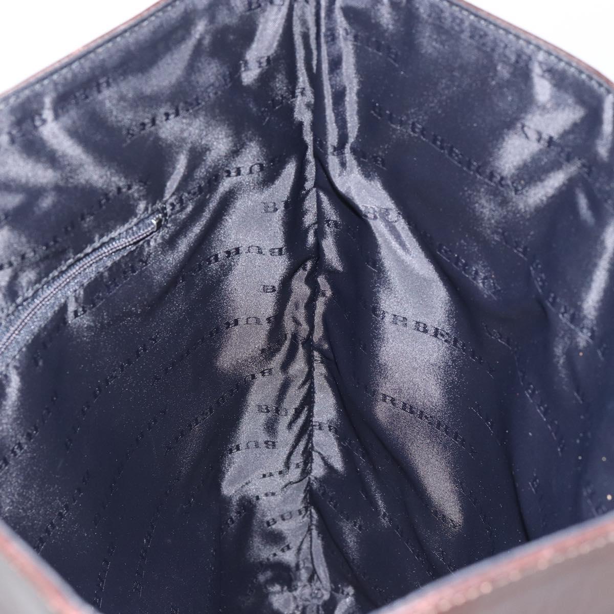 BURBERRY Nova Check Hand Bag Canvas Beige Silver Auth ka136