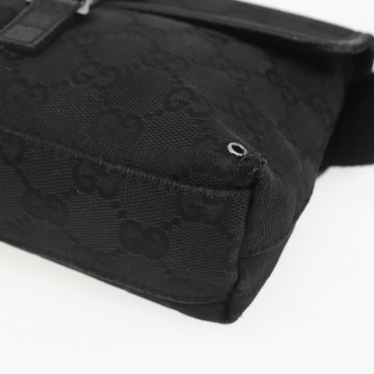 GUCCI GG Canvas Jackie Waist bag Black Silver 92543 Auth ka1363