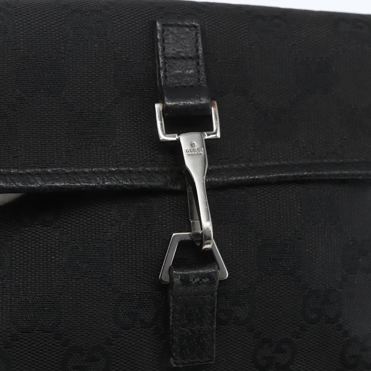 GUCCI GG Canvas Jackie Waist bag Black Silver 92543 Auth ka1363