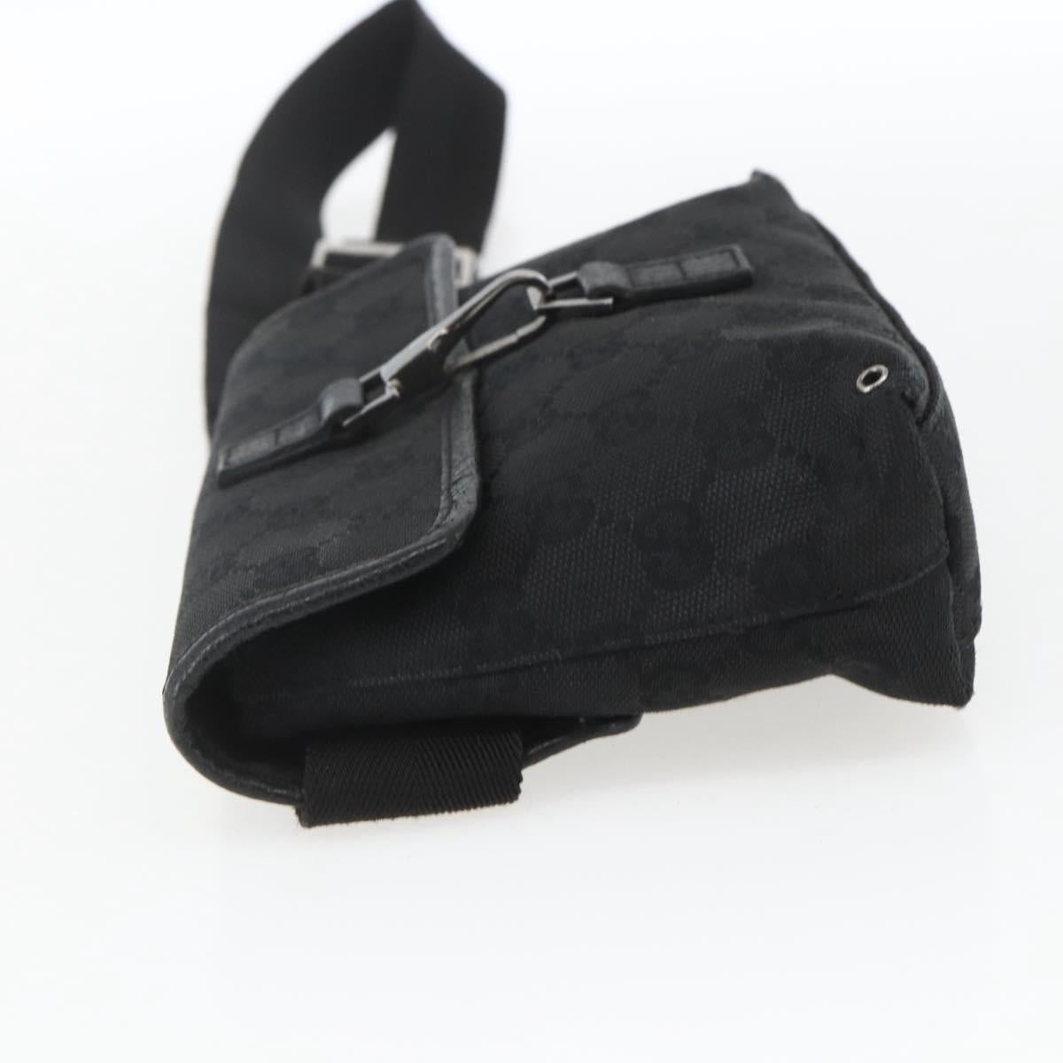 GUCCI GG Canvas Jackie Waist bag Black Silver 92543 Auth ka1363