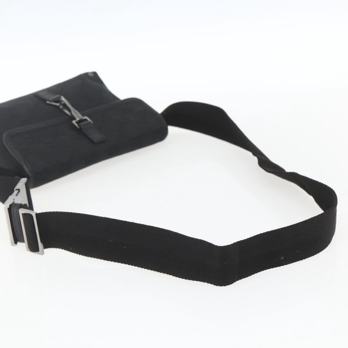 GUCCI GG Canvas Jackie Waist bag Black Silver 92543 Auth ka1363