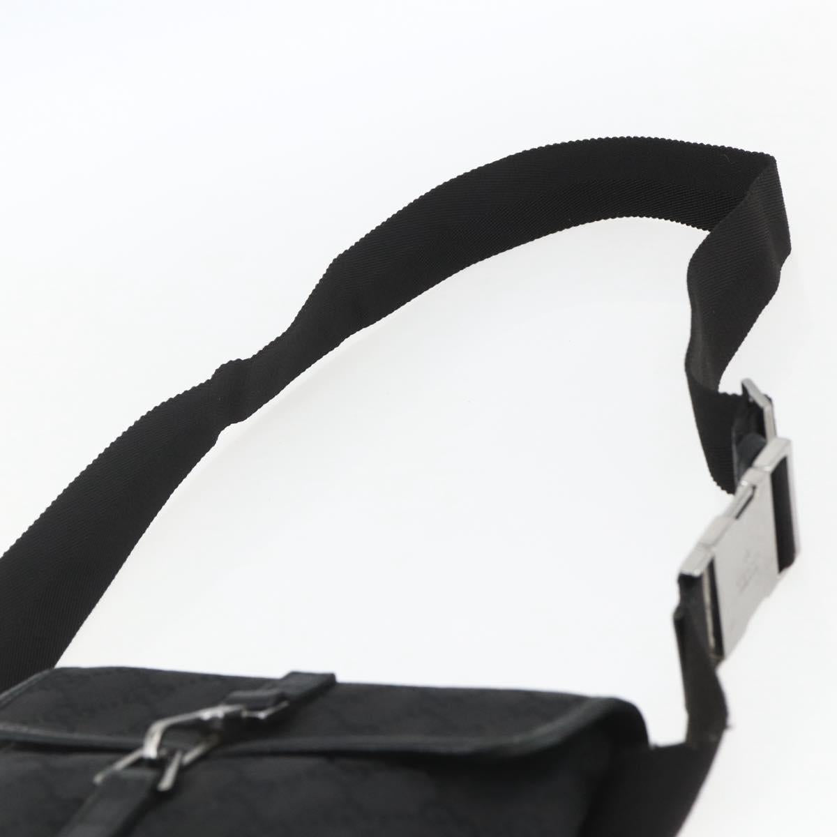 GUCCI GG Canvas Jackie Waist bag Black Silver 92543 Auth ka1363