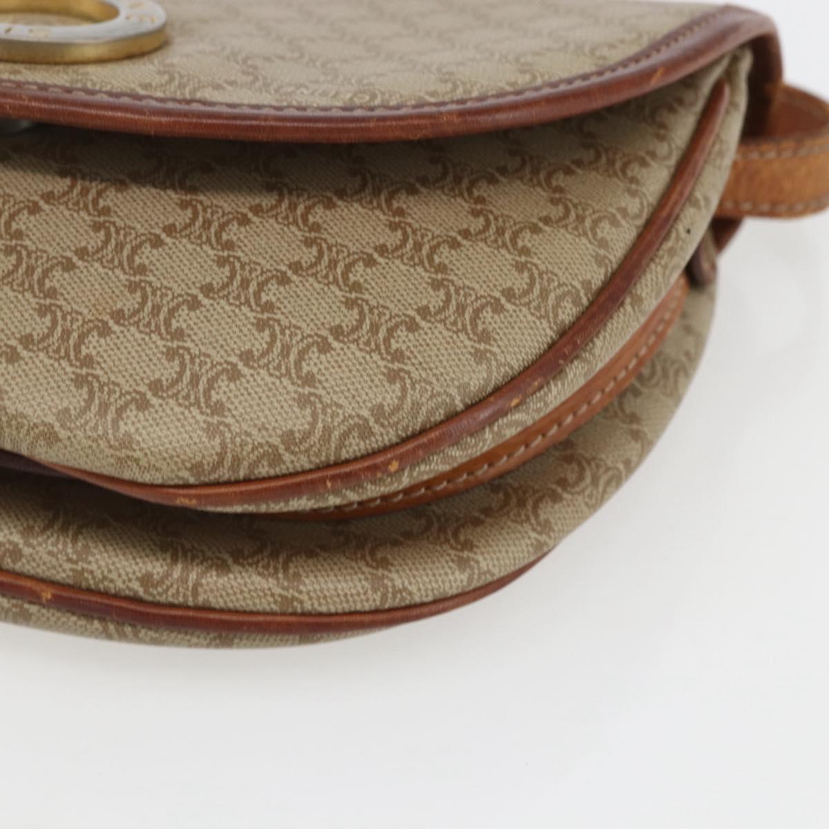 CELINE Macadam Canvas Shoulder Bag PVC Beige Gold Auth ka1364