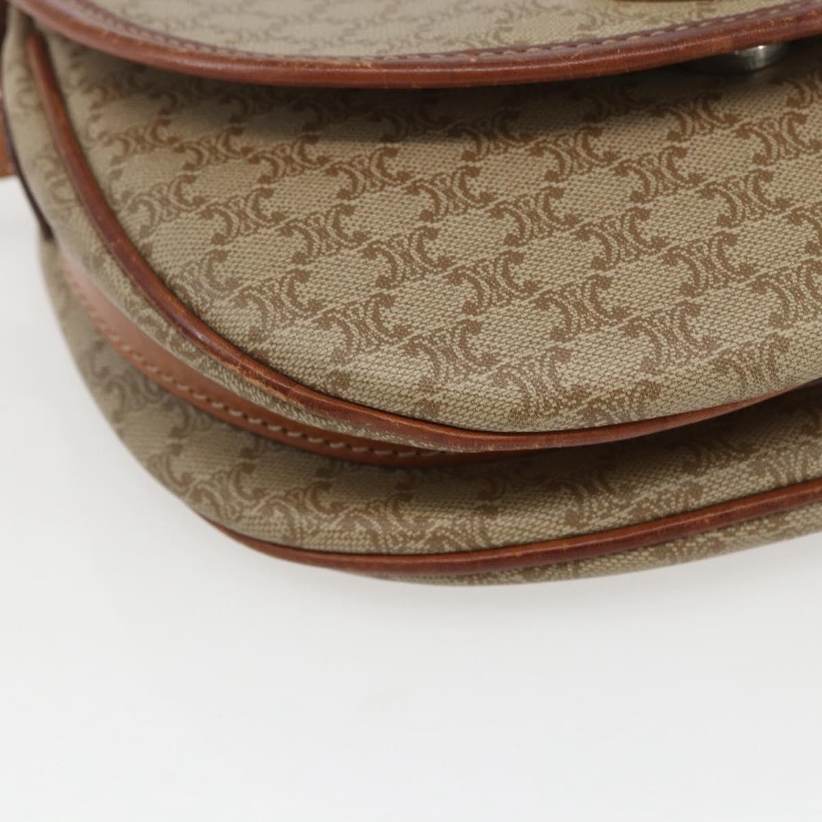 CELINE Macadam Canvas Shoulder Bag PVC Beige Gold Auth ka1364
