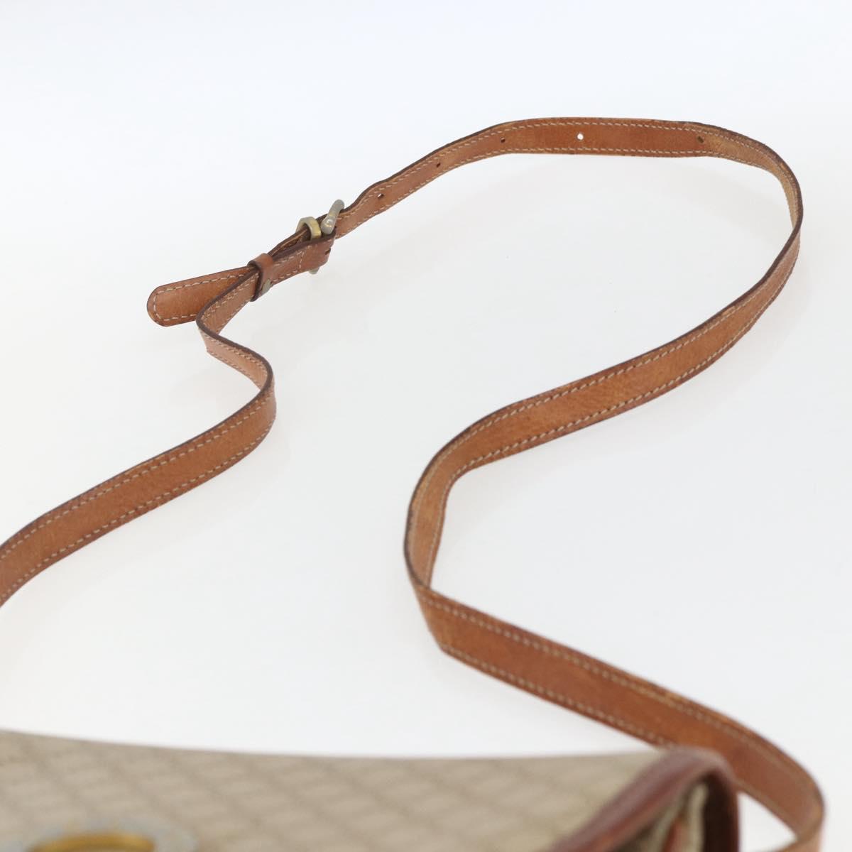 CELINE Macadam Canvas Shoulder Bag PVC Beige Gold Auth ka1364