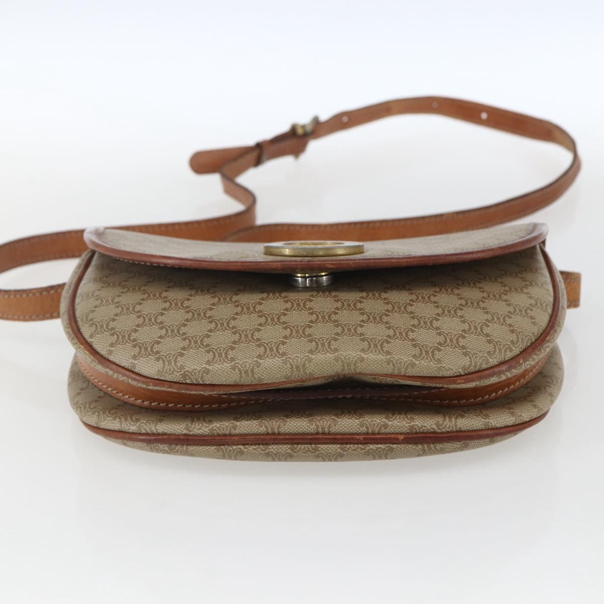 CELINE Macadam Canvas Shoulder Bag PVC Beige Gold Auth ka1364