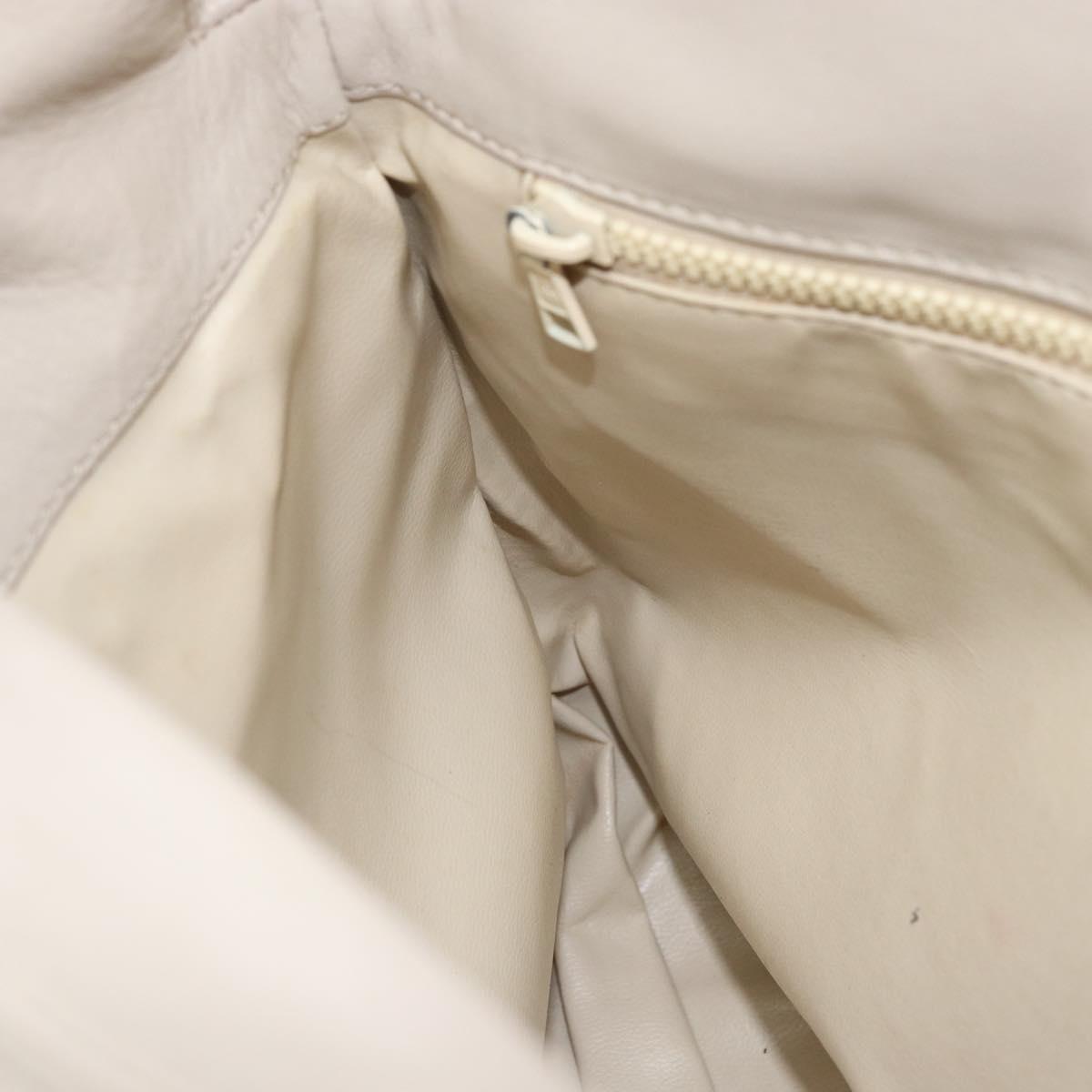 CELINE Shoulder Bag Leather Beige Gold Auth ka1365