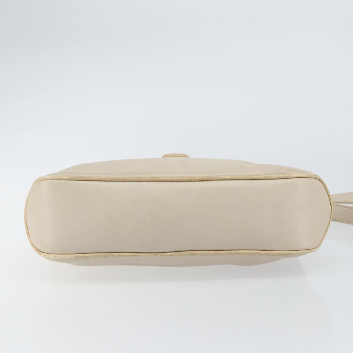 CELINE Shoulder Bag Leather Beige Gold Auth ka1365