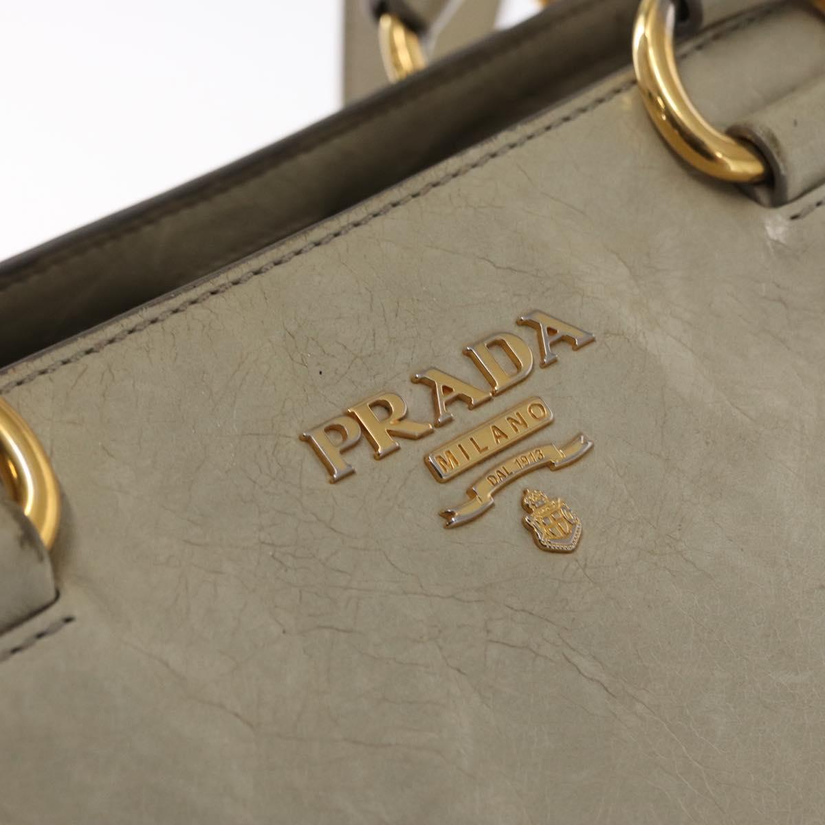PRADA Hand Bag Leather 2way Beige Gold Auth ka1369