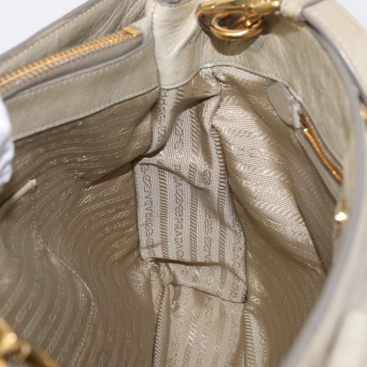 PRADA Hand Bag Leather 2way Beige Gold Auth ka1369