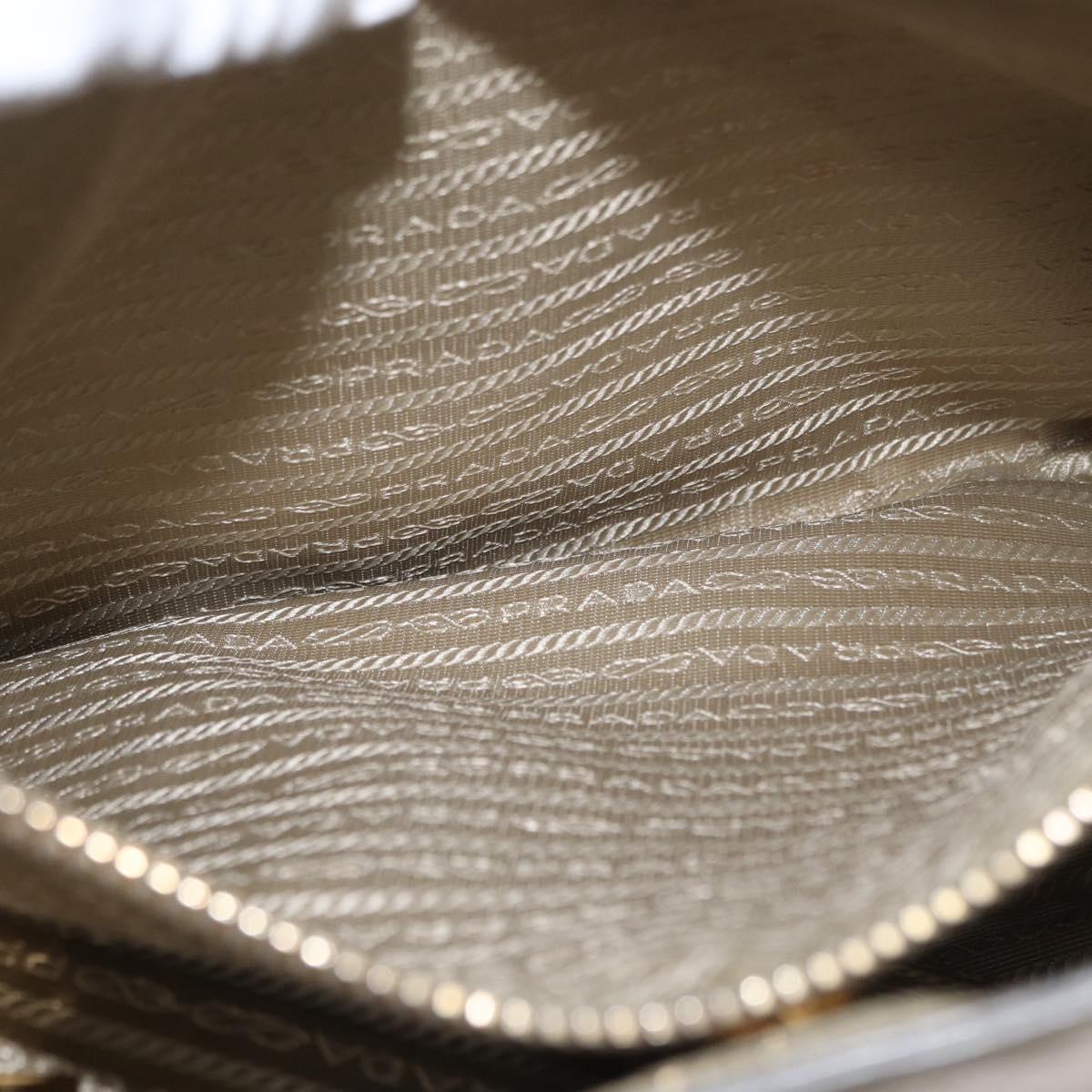 PRADA Hand Bag Leather 2way Beige Gold Auth ka1369