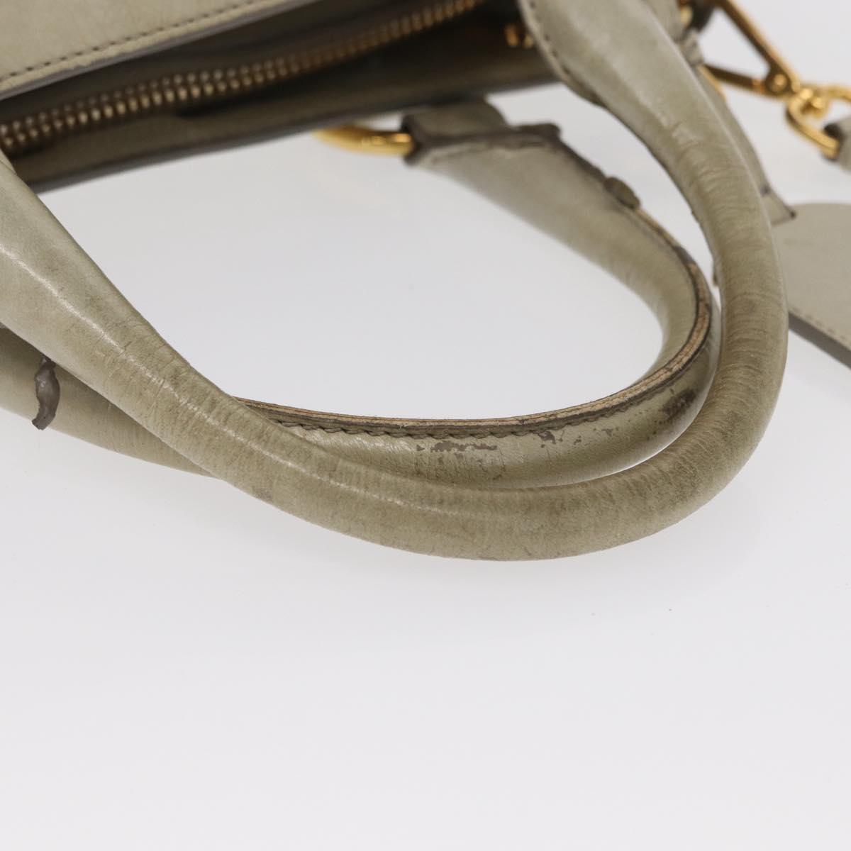 PRADA Hand Bag Leather 2way Beige Gold Auth ka1369