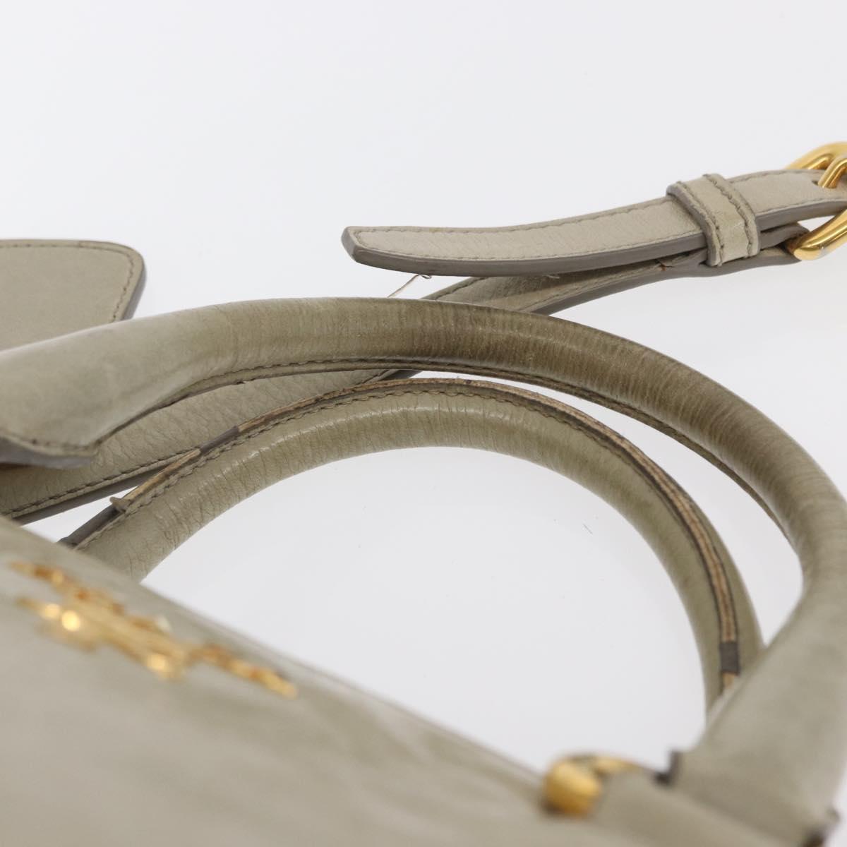 PRADA Hand Bag Leather 2way Beige Gold Auth ka1369