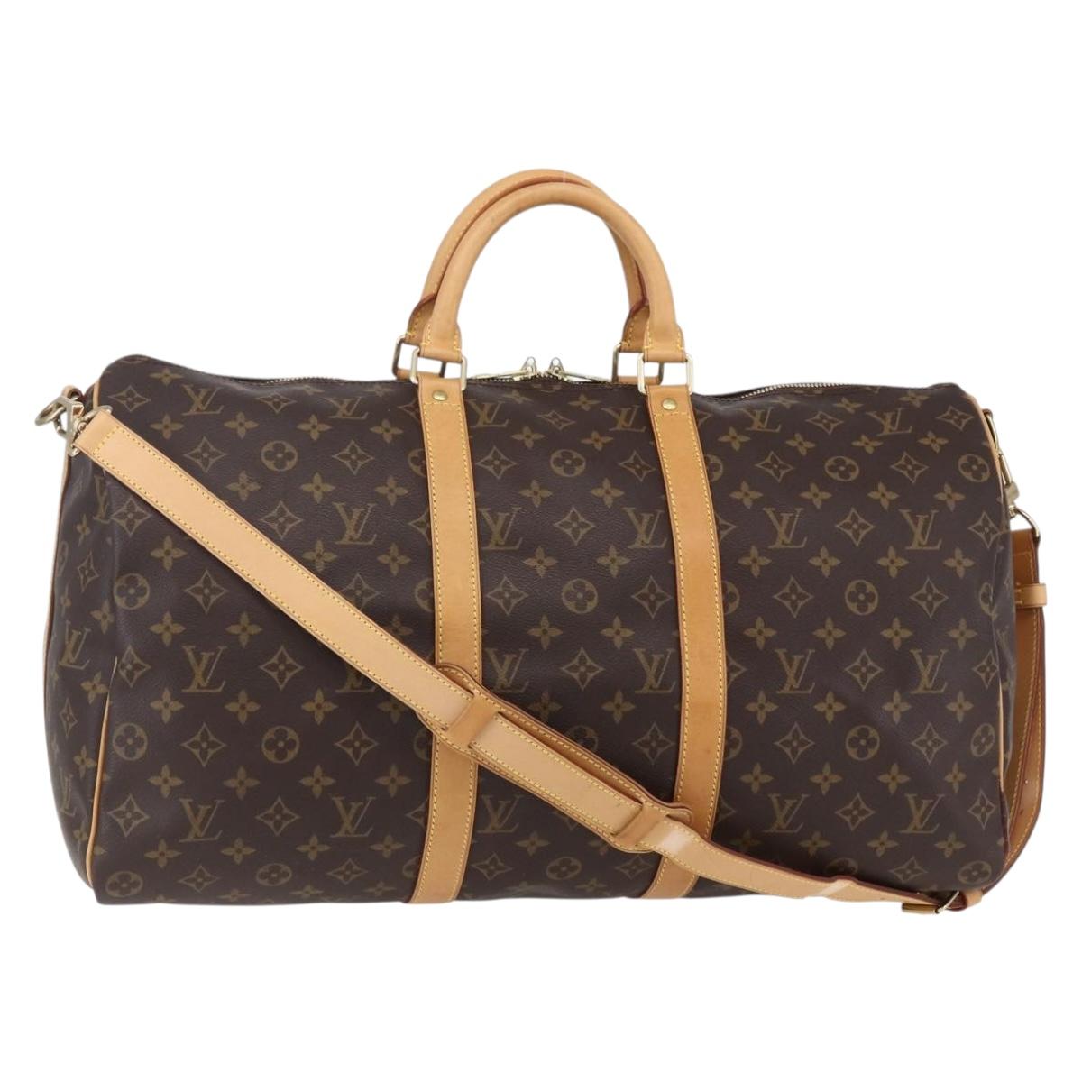 LOUIS VUITTON Monogram Keepall Bandouliere 50 Boston Bag M41416 LV Auth ka137