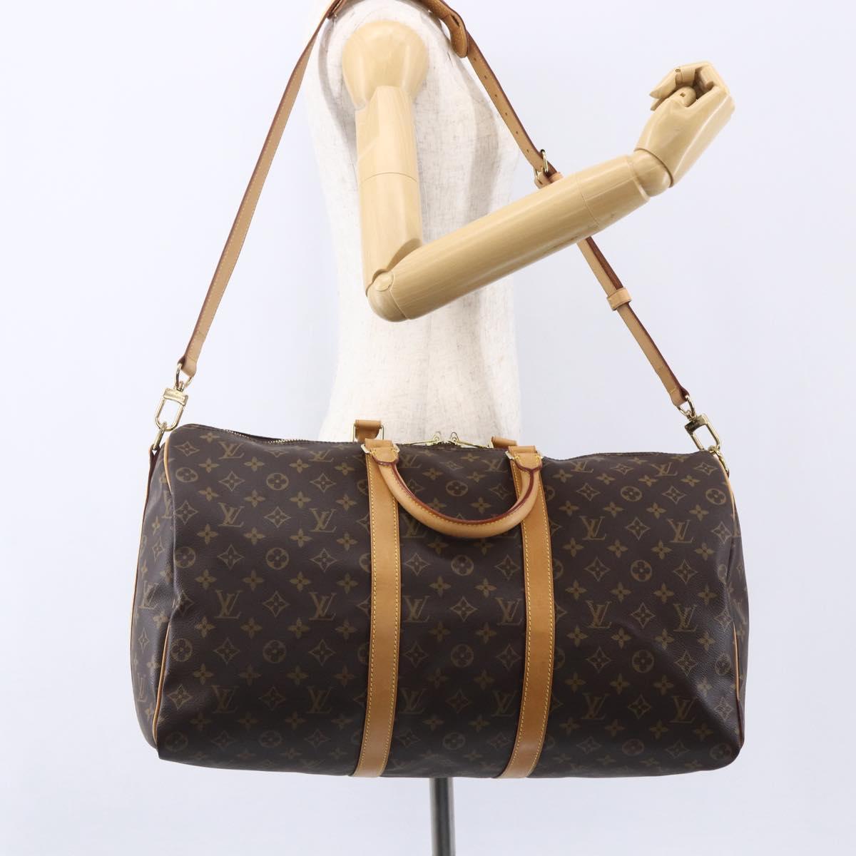 LOUIS VUITTON Monogram Keepall Bandouliere 50 Boston Bag M41416 LV Auth ka137