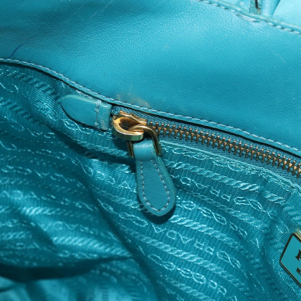 PRADA Hand Bag Nylon Light Blue Gold Auth ka1374