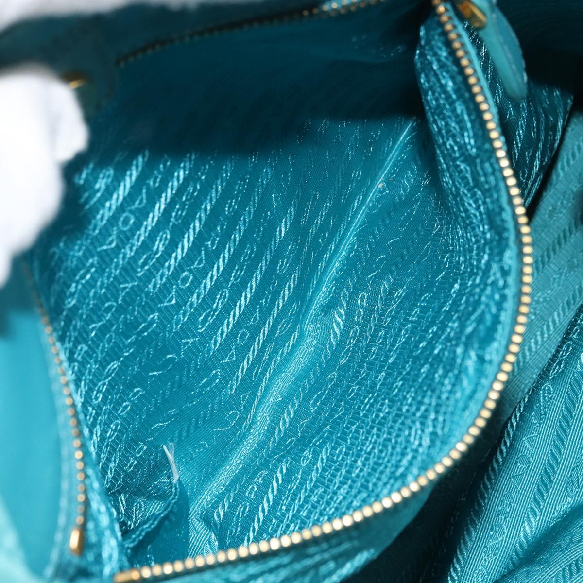 PRADA Hand Bag Nylon Light Blue Gold Auth ka1374