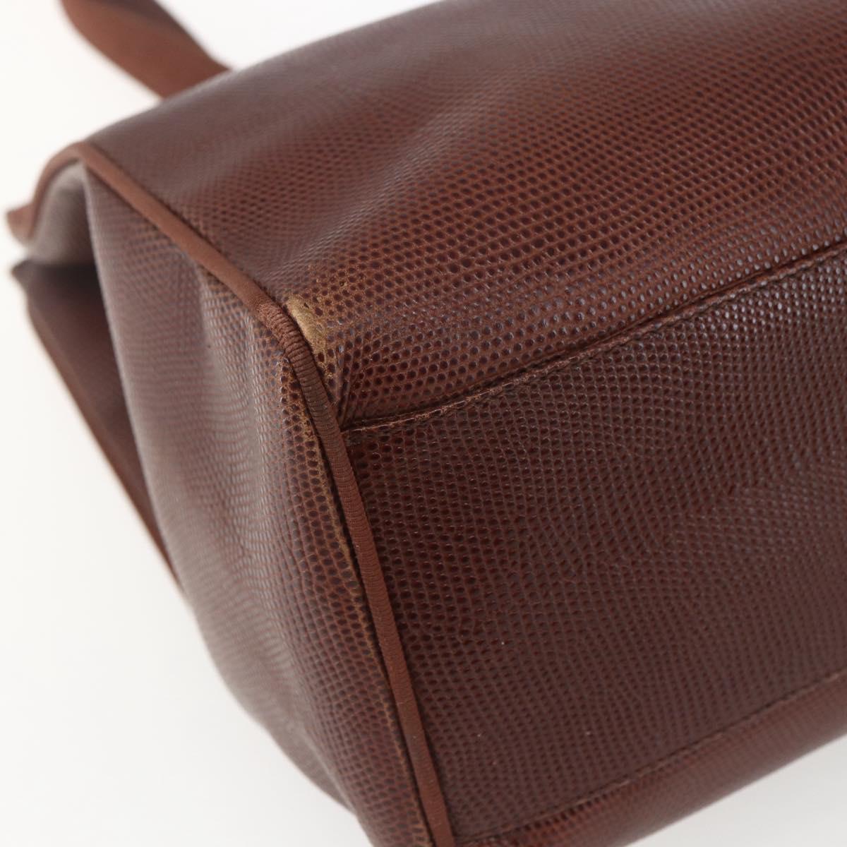 Salvatore Ferragamo Vala Shoulder Bag Leather Brown Gold Auth ka1378