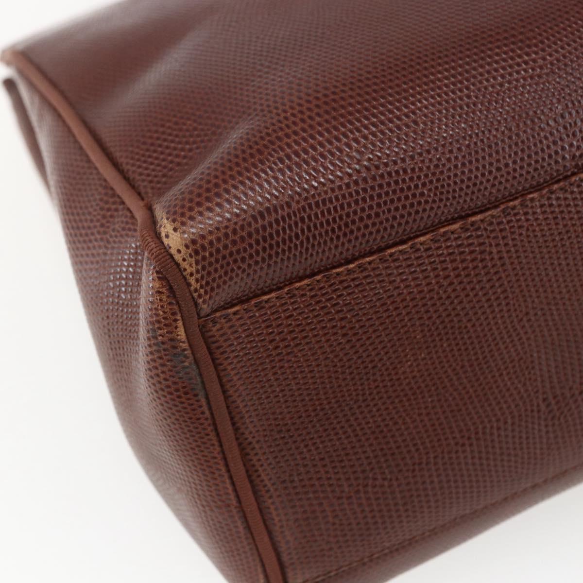 Salvatore Ferragamo Vala Shoulder Bag Leather Brown Gold Auth ka1378