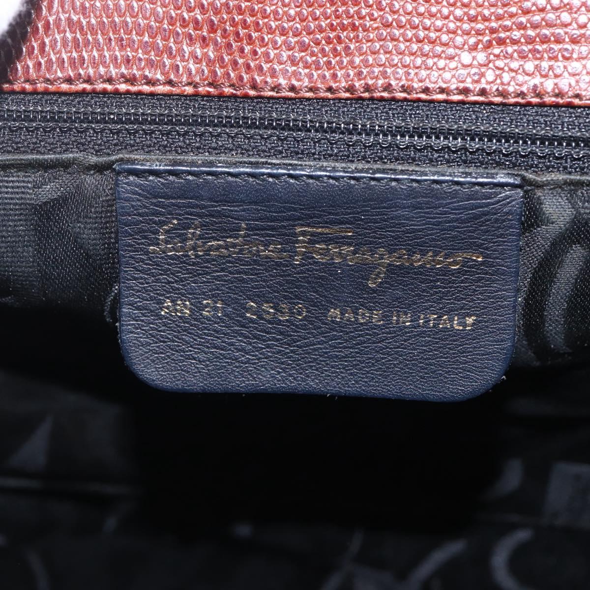 Salvatore Ferragamo Vala Shoulder Bag Leather Brown Gold Auth ka1378