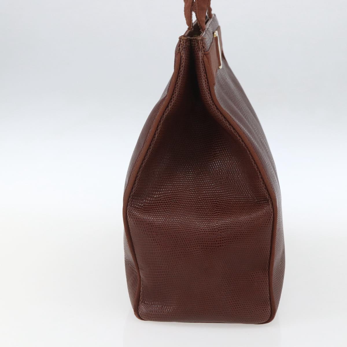 Salvatore Ferragamo Vala Shoulder Bag Leather Brown Gold Auth ka1378